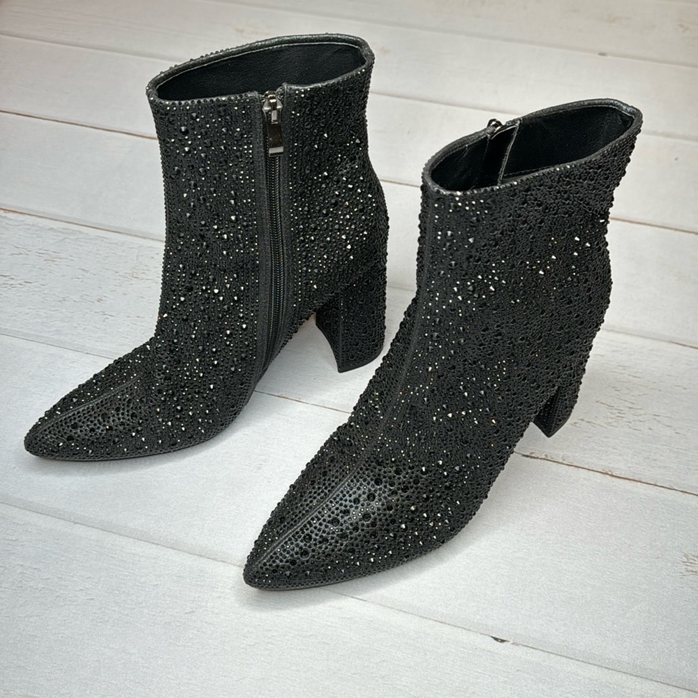 NEW - Nash Grey Rhinestone Booties - Size 9
